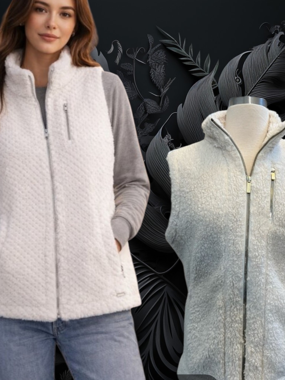 Calvin Klein Soft Ivory Sherpa Zip Vest
